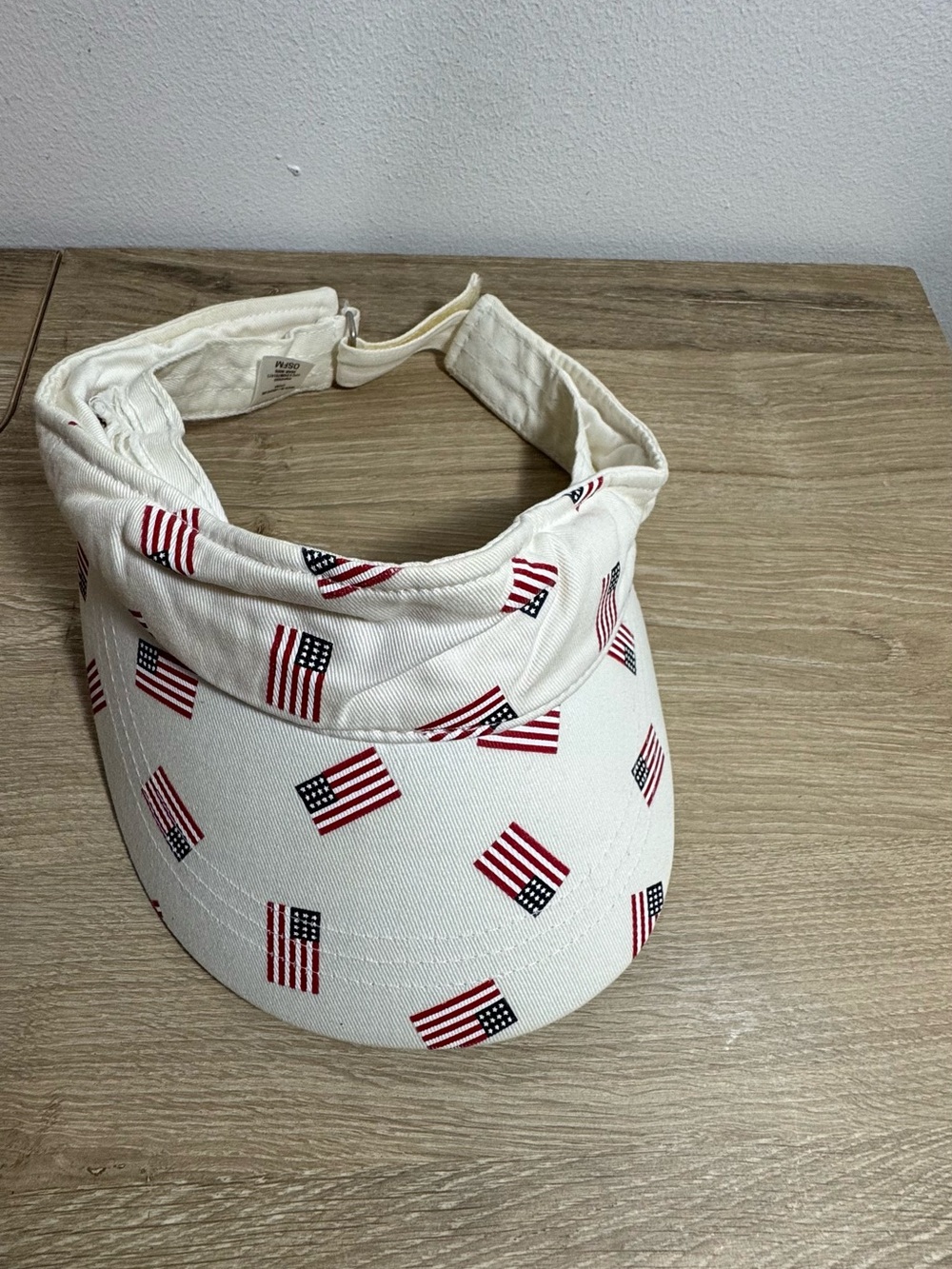 Women small White Visor with American Flag Print